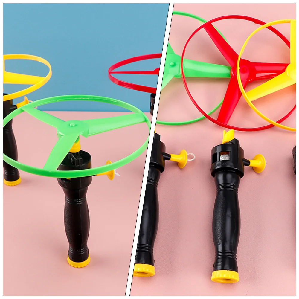 6pcs Flying Disc propeller Toys Kids Helicopter Pull String Flying Saucers 3