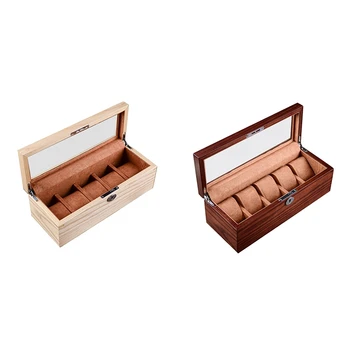 

Luxury 5 Grids Handmade Wood Watch Box Wood Clock Box Watch Case Time Box for Watch Holding