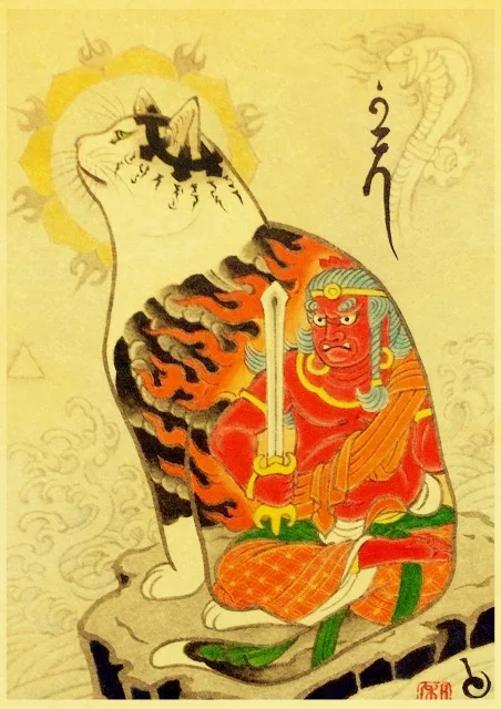 Vintage-Japanese-samurai-cat-tattoo-cat-retro-posters-kraft-wall-paper-High-Quality-Painting-For-Home.jpg_640x640 (9)