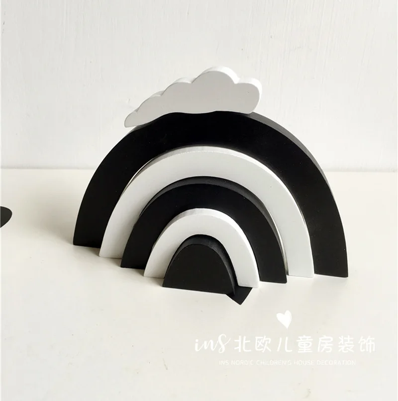 

INS Northern European-Style CHILDREN'S Room Decoration Educational Rainbow Wood Cloud Pile Style Music Building Blocks Decoratio