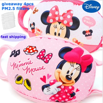 

Disney Kid Masks Genuine Mickey Minnie Mouth Masks Child Cartoon Dustproof Face Masks Reusable Fabric Dust Masks PM2.5 Fillter