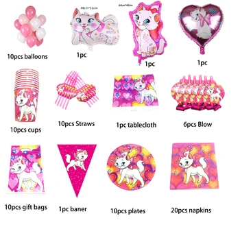 

Marie Cat Birthday Party Decorations for Kids Disposable Party Tableware Set The Aristocats Paper Plate Cup Baby Shower Supplies