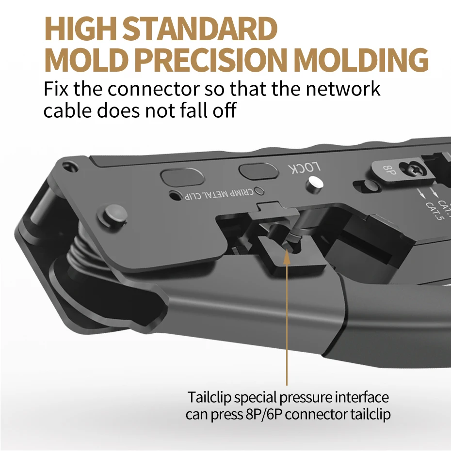 elegiant cable tester Cat7/cat8  rj45 tail clipconnector crimping pliers cat5e, cat6 cable clamp rj11 6p telephone line clamp pliers network tool lan cable detector