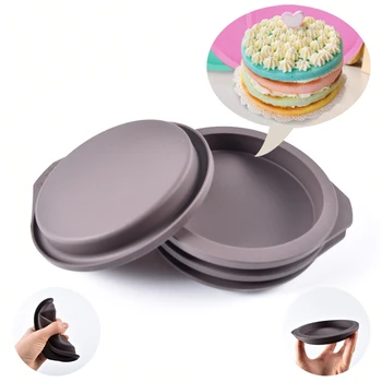 

Rainbow Cake Baking Pan Silicone Layer Mousse Cake Pans DIY Round Pizza Vegetable Pancake Molds Nonstick Dessert Cookie Mould