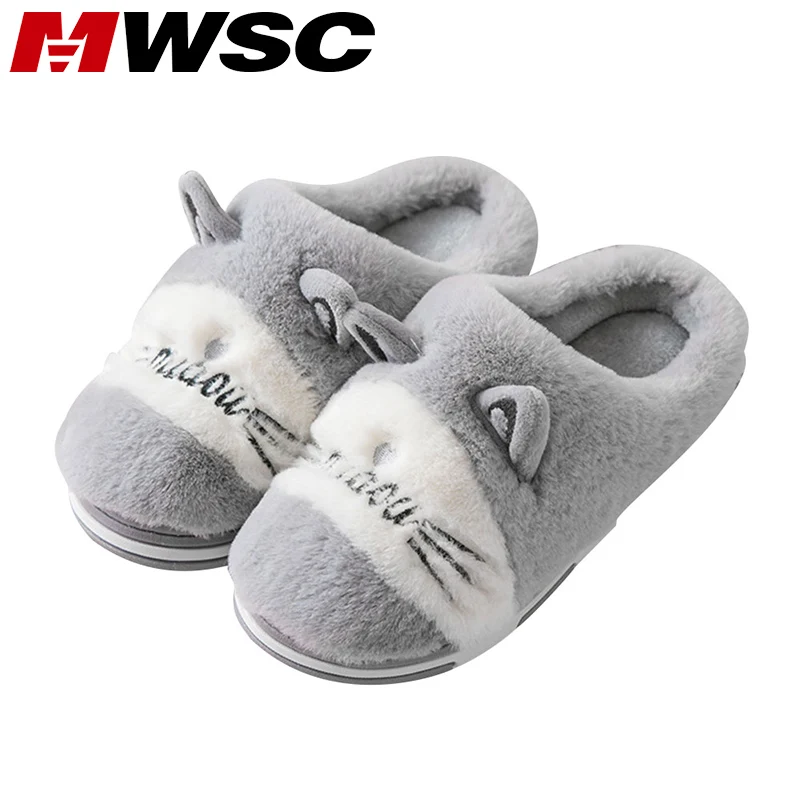 

MWSC Woman House Slippers Warm Fur Slippers Home Slipper Indoor Floor Shoes for Female Cute Carton Winter New Fashion Slippers