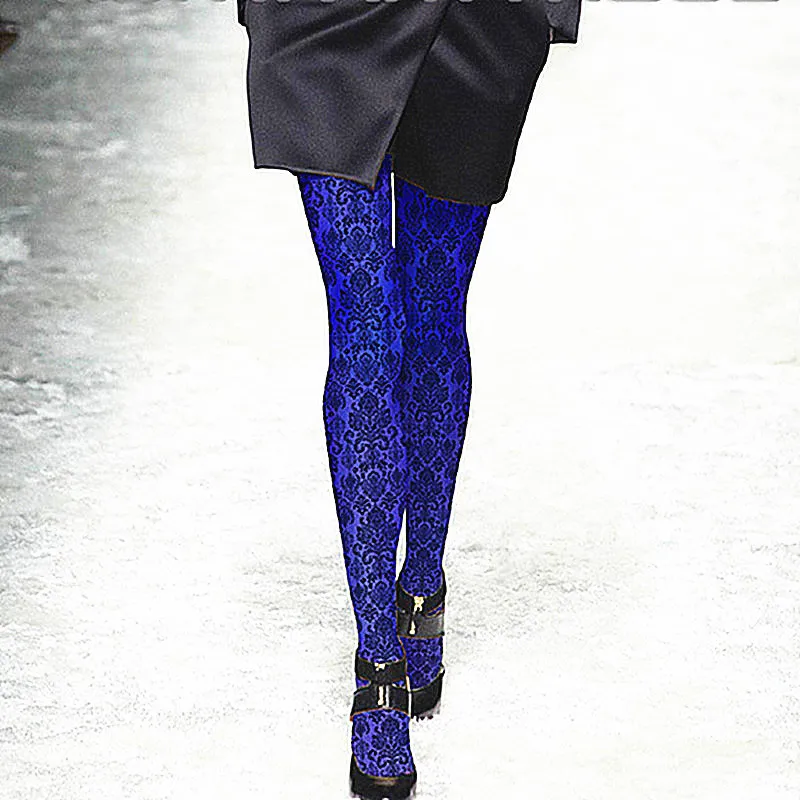 Женские колготки с синим принтом RUIN для девочек колготки|tights blue|women tightstights pattern |