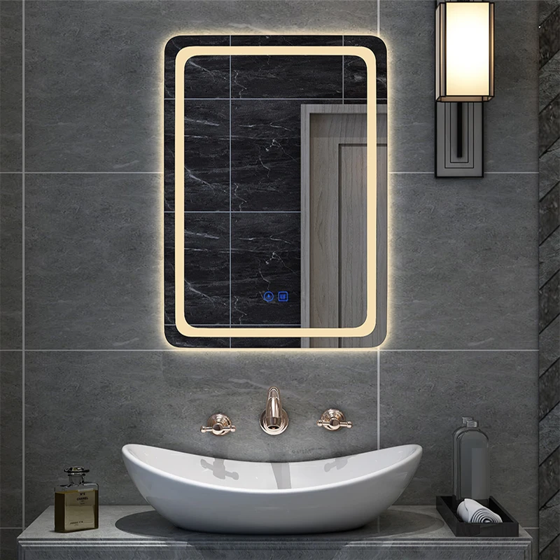 Espejo de baño Rectangular vertical, luz LED inteligente ajustable