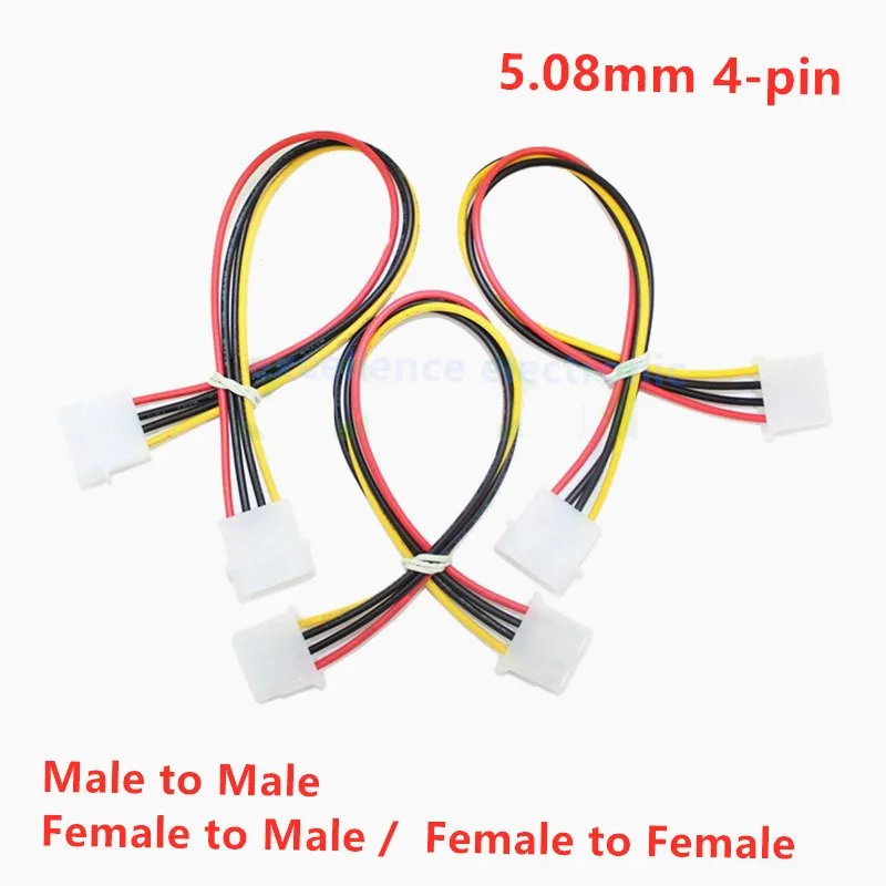 1 pces 30cm fonte de alimentação do computador ide molex 4 pinos macho fêmea extensão cabo de alimentação fio de cobre puro núcleo cabo 5.08mm passo