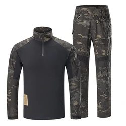 HAN WILD Camouflage G3 Army Combat Sets Tactical Uniform Hunting Suit Airsoft Paintball Multicam Cargo Pant T-shirts with 4 Pads