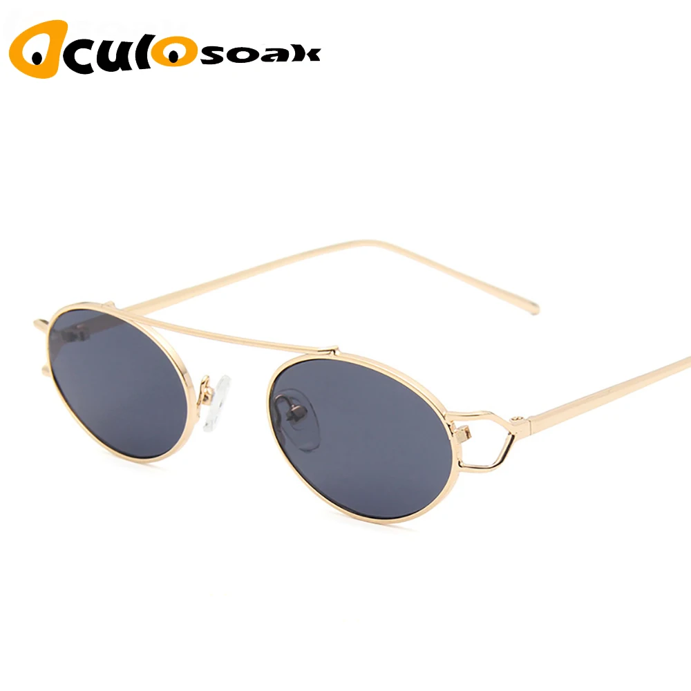 

Oculosoak Vintage Steampunk Flip Up Men Sunglasses Women Retro Round Metal Frame Hinge Design Curved Glasses Legs UV400