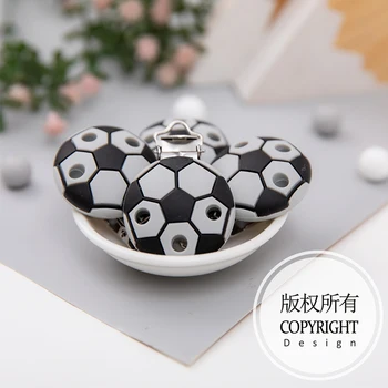 

3pcs Football Pacifier Dummy Clip Baby Teether Food Grade Silicone Nipple Soother For Holder Infant Stroller Chain Accessories