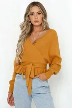 ##Special Price 2019 autumn two-color front and back v-neck women's sweater open back straps ruffled sweater women ##Special Price 2019 autumn two-color front and back v-neck women's sweater open back straps ruffled sweater women
