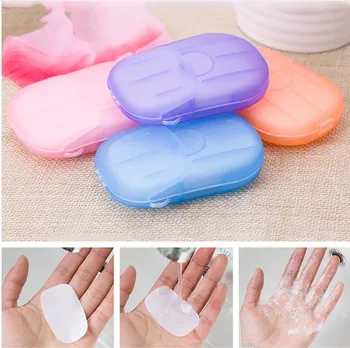 

Hot sale New Portable Mini Travel Soap Paper Washing Hand Bath Clean Scented Slice Sheets Disposable Boxe Soap whitening 20pcs