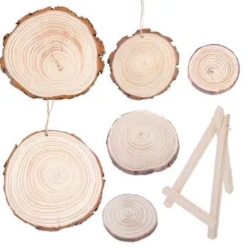 

6PCS Wood Cutout Creative Round Blank Painting DIY Wood Slice with Mini Easel