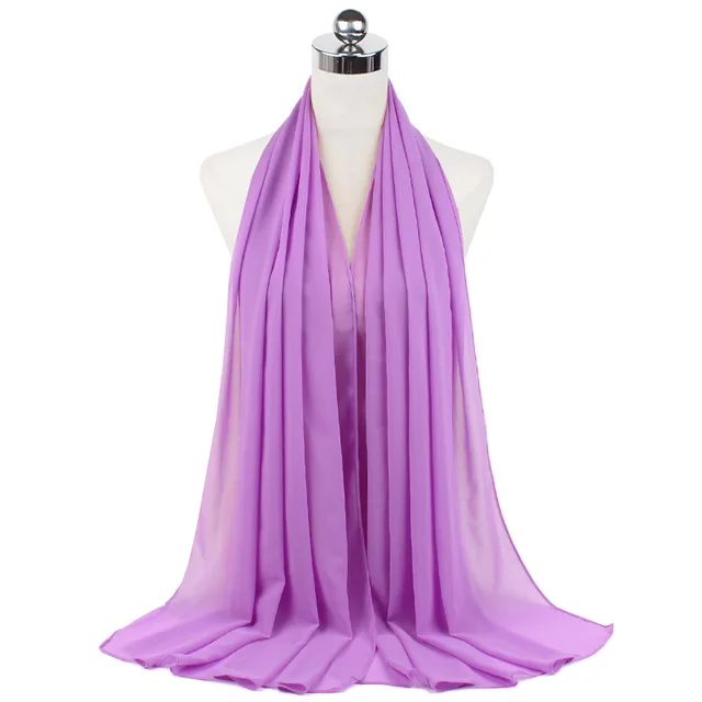 High Quality Good Stitching Stitch Plain Premium Heavy Chiffon Hijab Scarf Malaysian Women's Scarves Hijabs Long Shawl Shawls 19
