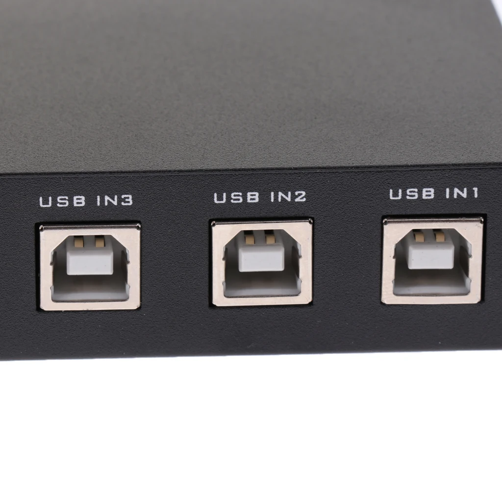 USB 2.0 Sharing Selector Switch KVM 4 Port HUB For PC Scanner Printer Black