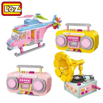 

Mini Radio Helicopter Phonograph Building Block City Girl Friend Puzzle DIY Toy Classic Creative Ornament Kids Christmas Gifts