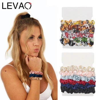 

LEVAO 6PCS Satin Scrunchie Solid Girls Elastic Rubber Hair Bands Hair Accessories Headbands Women Tie Hair Ring Rope Ponytail