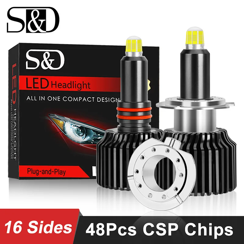 Светодиодные лампы для автомобильных фар 48 CSP 16 Сторон H11 H7 6000K H8 H1 HB3 9005 HB4 9006 50 Вт 3D