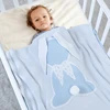 Baby Blankets 100%Cotton Plaid Knitted Newborn Girl Boy Stroller Wrap Swaddle Cute 3D Rabbits Pom Pom Infant Bedding Crib Quilts 2