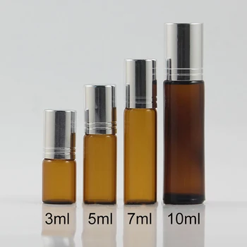 

Brown 3ml 5ml 7ml 10ml Glass Roll on Bottle Perfume Massage Essence Oil Travel Packaging Cosmetic Roller Container Free Shipping