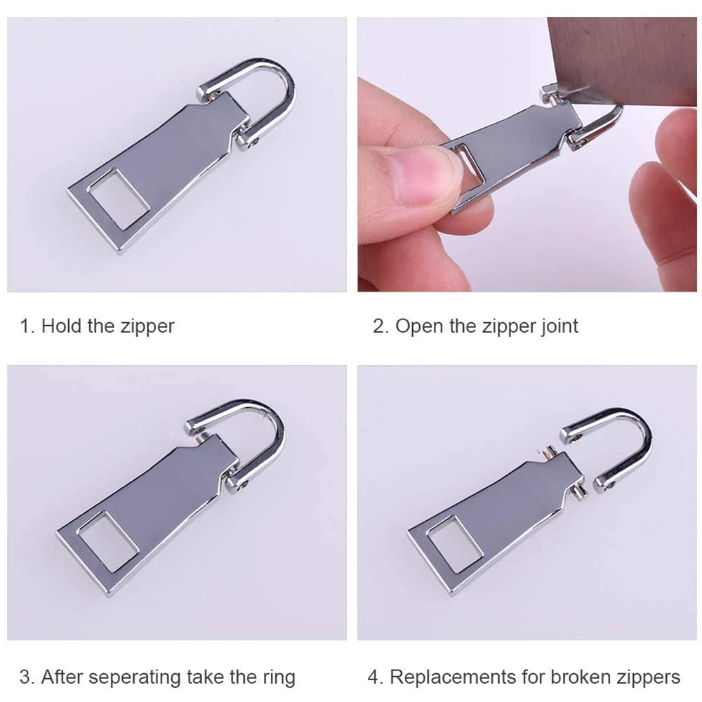 10Pcs Zipper Pull Tab Replacement For Clothes Jacket Luggage Suitcase Card Detachable zipper pullers