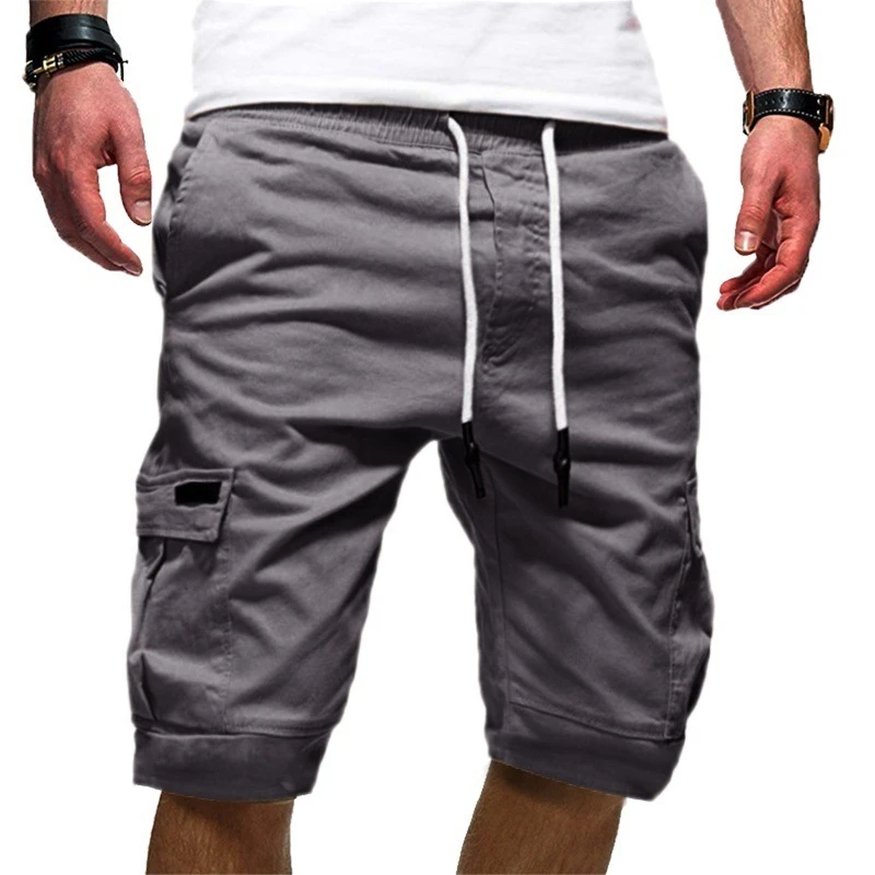 Pantalones cortos de algodón puro para hombre, Shorts tácticos con bolsillos y cordón, cintura militar, ropa de verano| informales| - AliExpress
