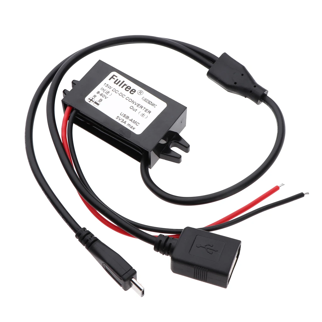 

DC/DC 15W Car Power Converter Double USB Cable Module Step Down Voltage for Car DVR GPS 8-60V To 5V 3A