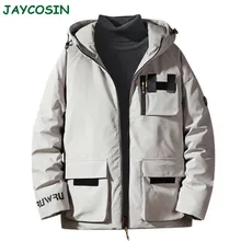 Мужская одежда, модные зимние теплые толстые пуховые пальто на молнии с капюшоном, мужские повседневные одноцветные куртки с длинным рукавом, пальто осень 1108