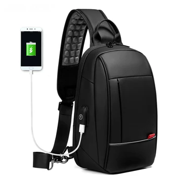 

Fashion Men Business Crossbody Bags USB Charging Chest Pack Waterproof Messenger Bag Male 9.7 inch iPad Shoulder Bag