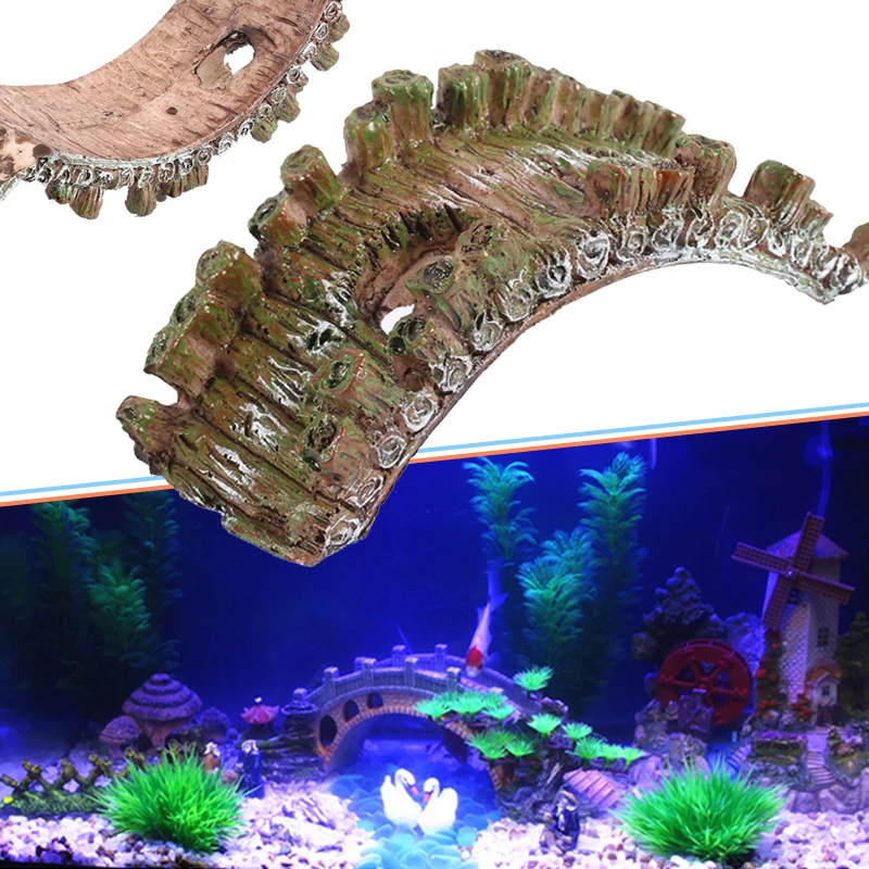 Смоляный экологически чистый аквариум мост Смола декоративный мостик конструктивный павильон деревья пейзаж коричневый маленький аквариум дисплей