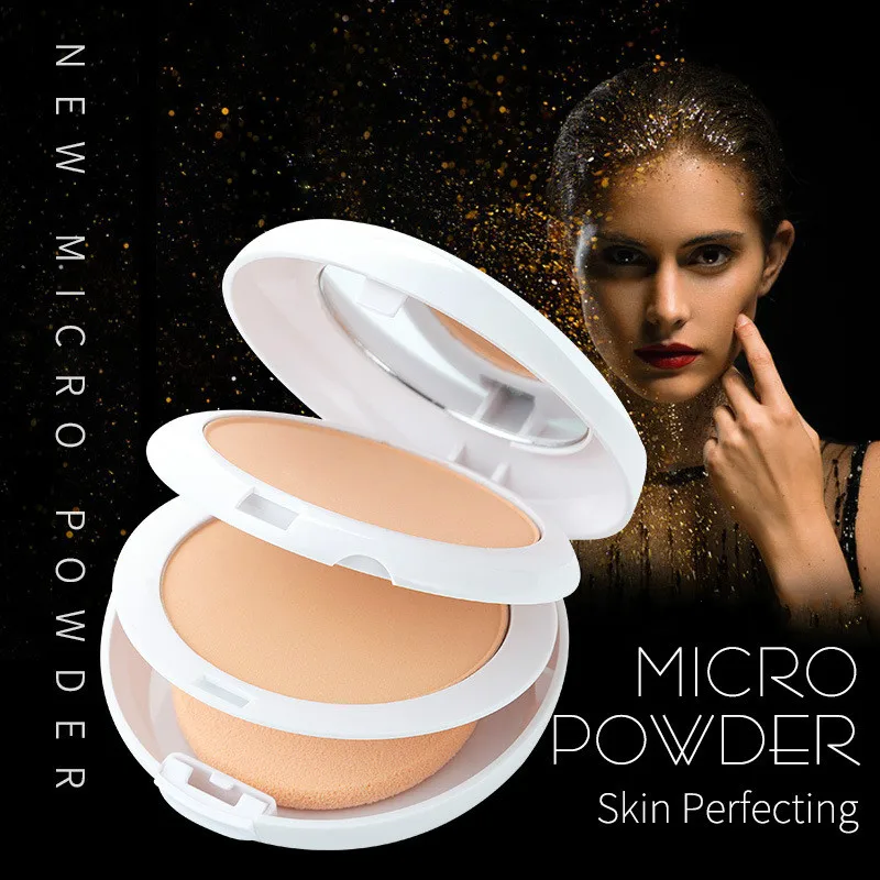 

Natural Face Powder Mineral Foundations Oil-control Brighten Concealer Whitening Make Up Pressed Powder with Puff