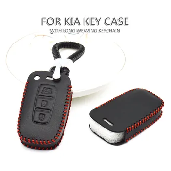 

Leather Car Accessories Smart Key Case Cover for Kia Rio 3 4 5 Picanto Cerato Sportage 3 4 Ceed Stinger Sorento Soul K5 Keychain