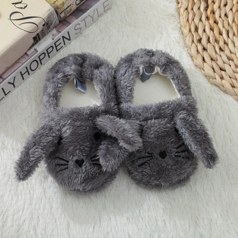 

Autumn & Winter Cotton Slippers Children's Bag with Warm Anti-slip Home Long Ear Cat Plush Cotton Slippers