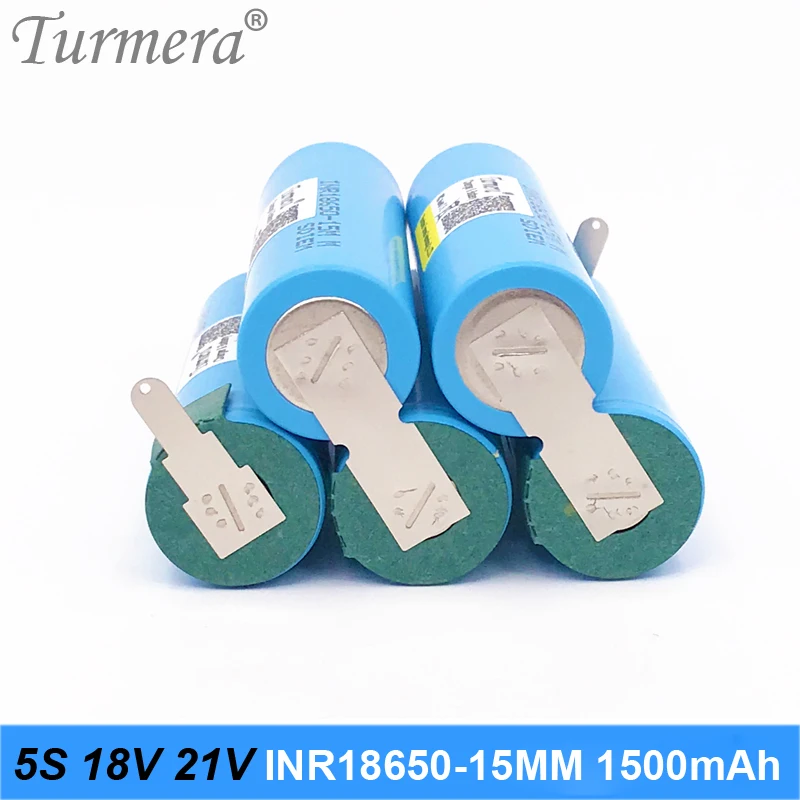 Turmera 18v battery pack inr18650-15mm 1500mah 25a 18650 1500mah battery pack for 18650 battery 5s screwdriver battery 5s 18v 21 battery for vacuum cleaner customize 09
