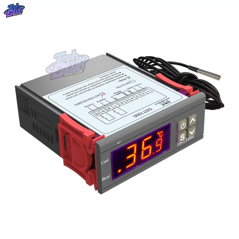 DST1000 AC 110 В 220 Цифровой термостат Температура регулятор наружный термометр DS18B20