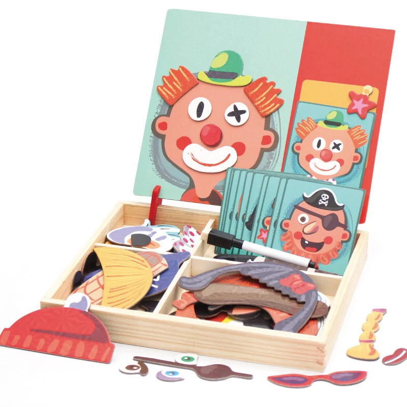 Magnetic Spelling Puzzles Children Early Education Facial Features Puzzle Drawing Board Toy for Kids
