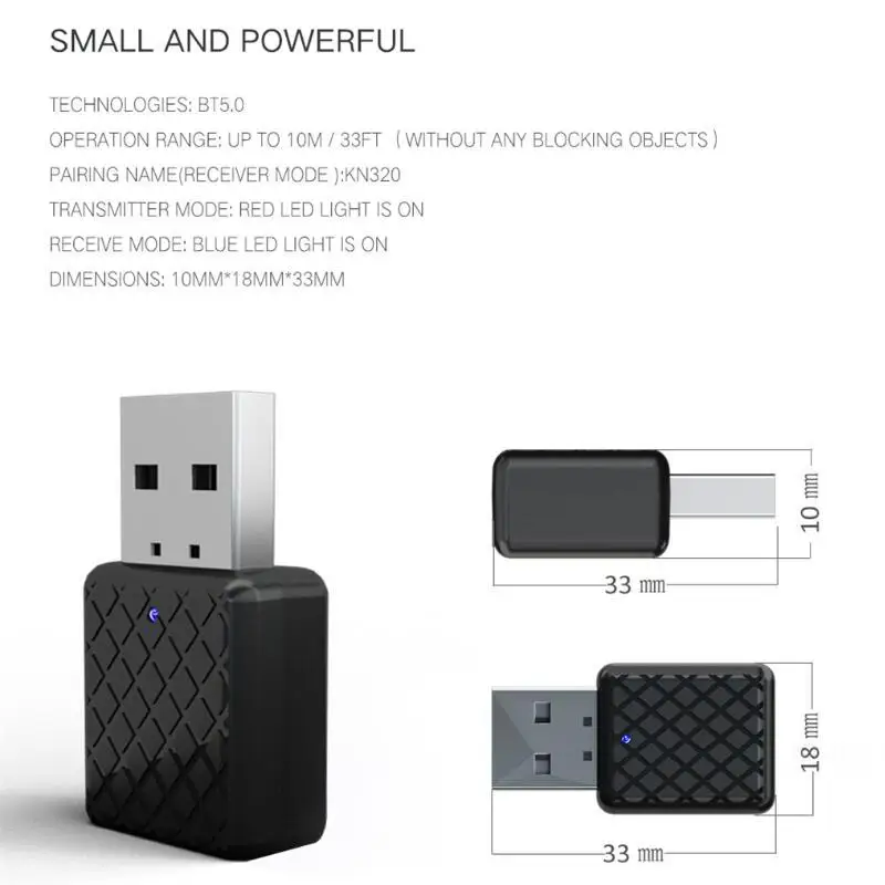 Беспроводной передатчик аудио 5,0 bluetooth адаптер USB bluetooth передатчик приемник BT5.0 AD2P AVRCP для акустической гарнитуры CD MP3