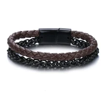 NIUYITID, кожаный магнитный браслет на цепочке для мужчин и женщин, модный многослойный мужской Шарм, ювелирный браслет, Новое поступление