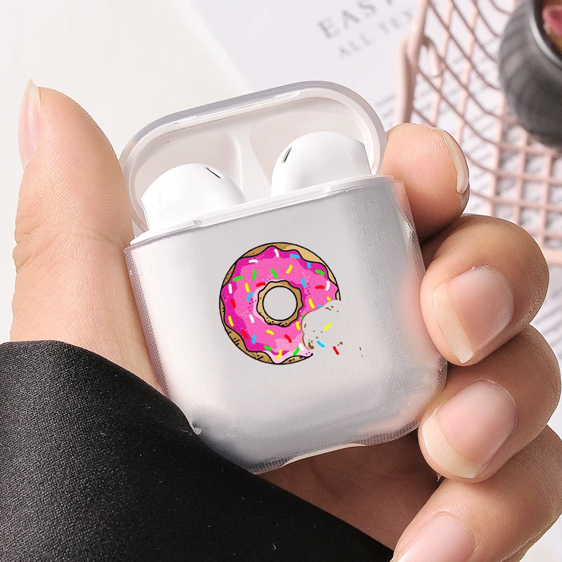 Жесткий Чехол пончик для airpods милые наушники красный фиолетовый мультяшный