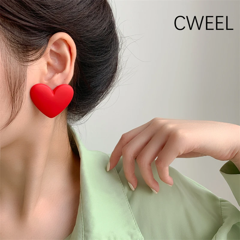 CWEEL Heart Red White Black Yellow Earrings Love Statement Wedding Geometric Bohemian Vintage Acrylic Trend Jewelry | Украшения и