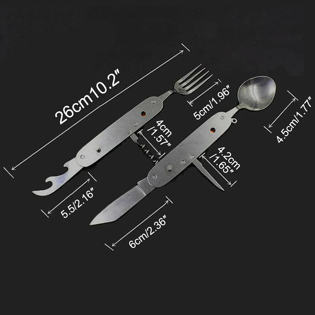 Hot Sale 3 In 1 Folding Spoon Knives Fork Set Multifunction Travel Camping Tableware Kit