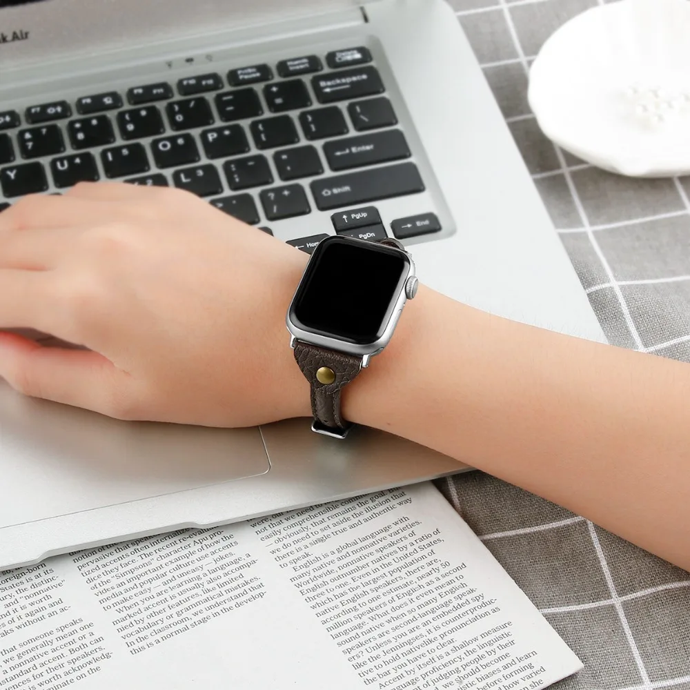 Ремешки для Apple Watch 38 мм 40 мм 4 44 мм кожаный браслет для Apple Watch ремешок 5 4 3 2 1 для iWatch серии 42 мм женские ремешки