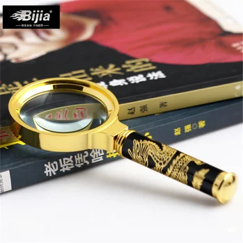

BIJIA 60MM Full Optical Glass Lens Old Reading Mirror Dragon Handle Copper Frame Magnifier 10x60