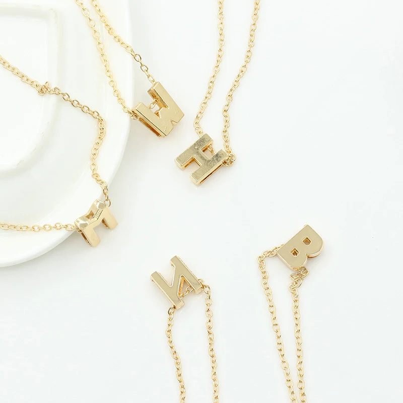 26 A-Z ожерелье с подвеской в виде букв минималистичное золотое ожерелье с именем для женщин с буквенным принтом простая цепочка на ключицу