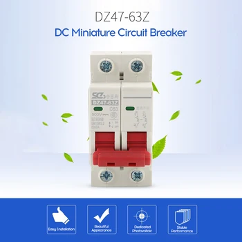 

New Portable Photovoltaic Direct Current Miniature Circuit Breaker Switch Overload Leakage Short Circuit Protector DZ47-63Z-2P