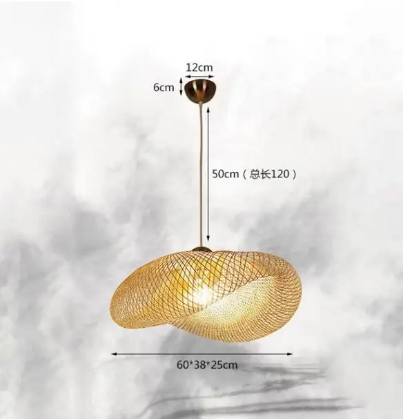 Бамбуковый светодиодный E27 Плетеный ротанговый волновой оттенок подвесной светильник винтажная японская лампа Подвеска домашний обеденный стол освещение комнаты - Цвет корпуса: A2