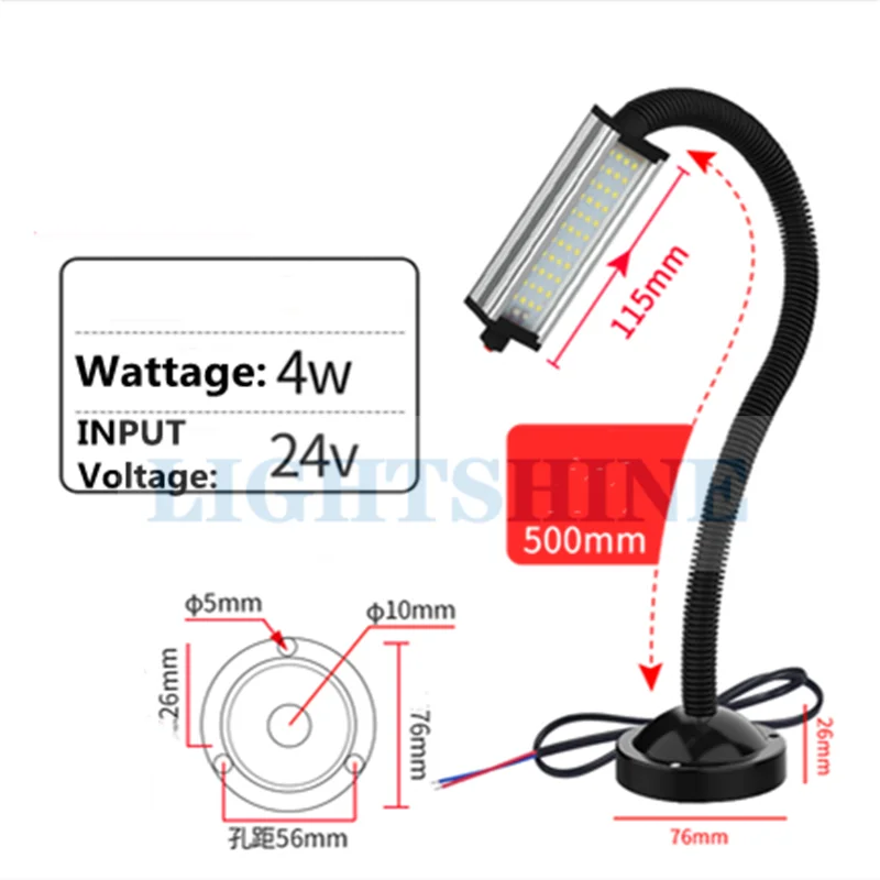 Led Machine Tool Work Lamp Waterproof Strong Magnetic Seat Punching Milling Machine Industrial Lamp 220V36V24V