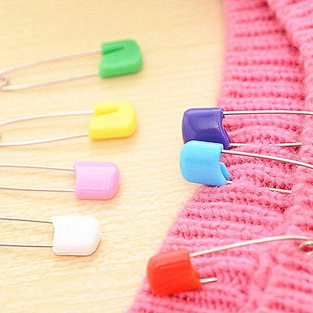 10/20Pcs 플라스틱 머리 안전 핀 4/5.5cm 안전 잠금  천 기저귀 기저귀 핀 버클 DIY 바늘 핀 바느질 용품