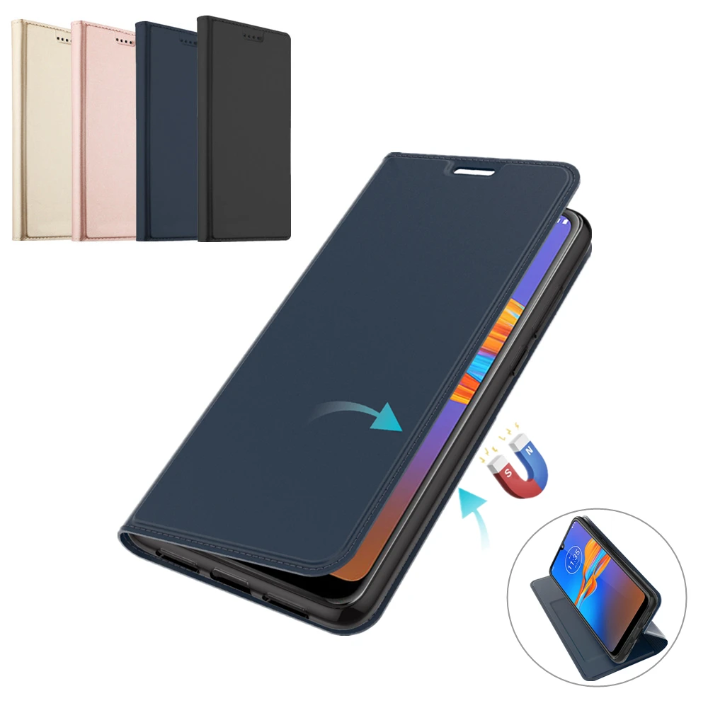 

For Motorola Moto E6 Moto E6 Plus Case Leather Protective Shell Flip Stand Shockproof Cover Moto E6 Plus Case Card Slot Luxury